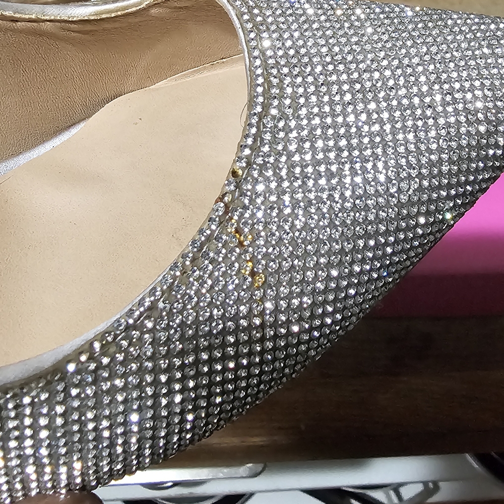 Steve Madden Daisy Crystal Silver Stiletto Heels - Picture 14 of 16